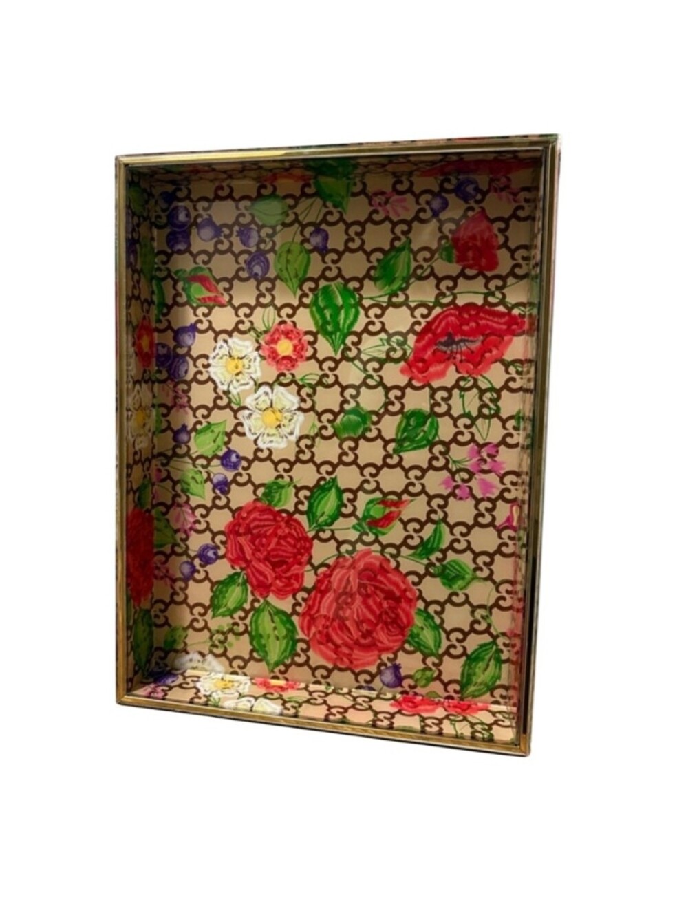 Floral Logo Monogram  Coffee Table Tray /Jewelry/ Makeup/ Perfume / VanityTray